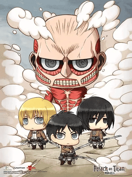 YA3D0002 Attack On Titan Chibi Clouds 3D Lenticular Wall Art Poster